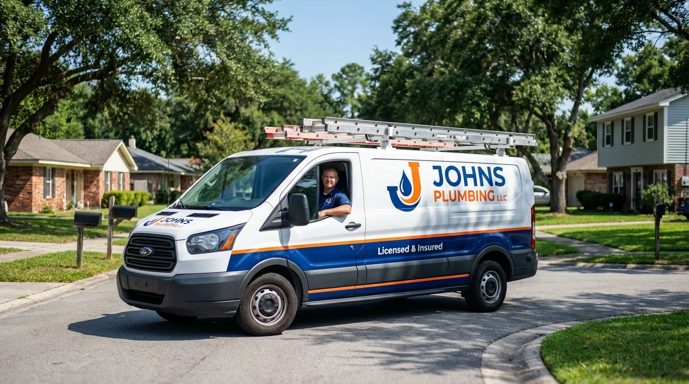 Johns Plumbing LLC service van in Wells, MN